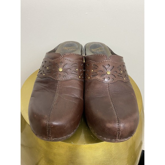 Dansko Shayanne Brown Leather Clog Mule Slip On Womens 40 US 9.5-10 Boho Gypsy‎ - Picture 2 of 5